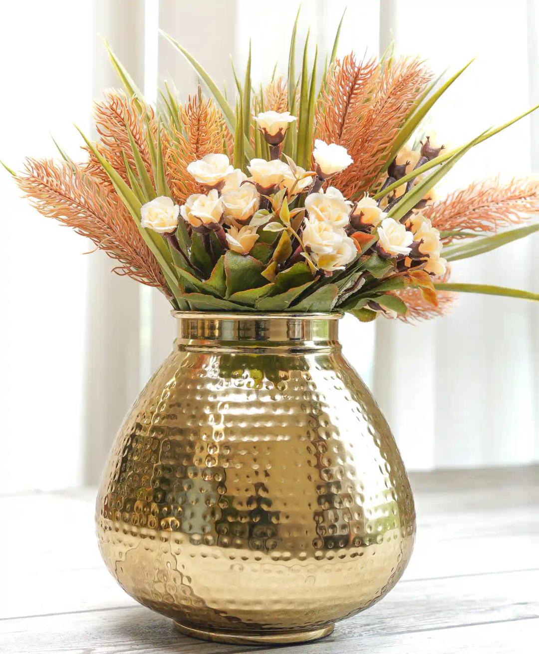 Matki Style Metal Hammered Flower Vase