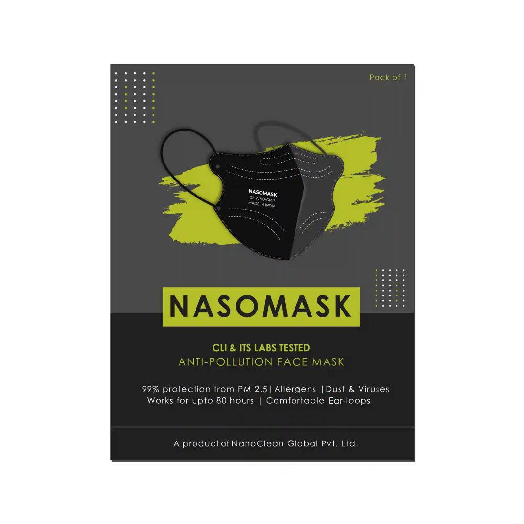 Nanoclean N95 Face Mask Black Earloop (Pack 4, Black)