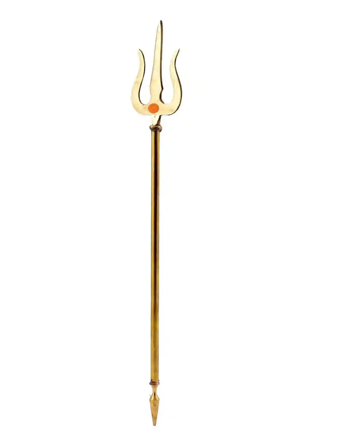 ALODIE - Brass Trishul on Stand | Shiva's Trishul | Mahadev's Energized Brass Pooja Trishul with Stand for Pooja Room | Decorative Showpiece Figurine | Items for Pooja Room