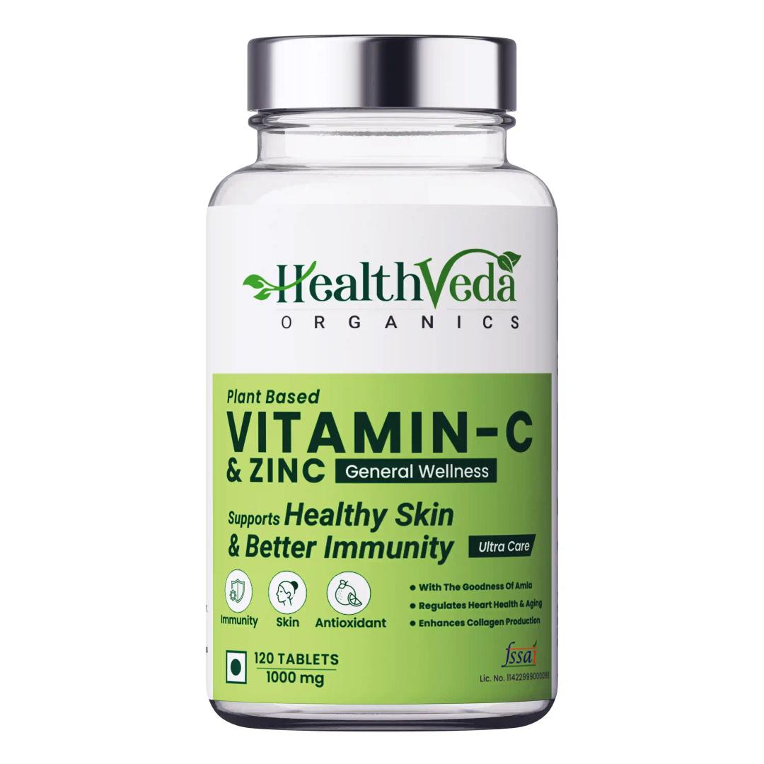 Health Veda Organics Natural Vitamin C Tablets for Boosting Immunity & Skin Care, 120 Veg Tablets