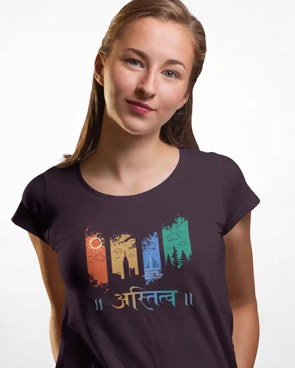 Classic Astitva Tshirt for Women /  M  / Wine