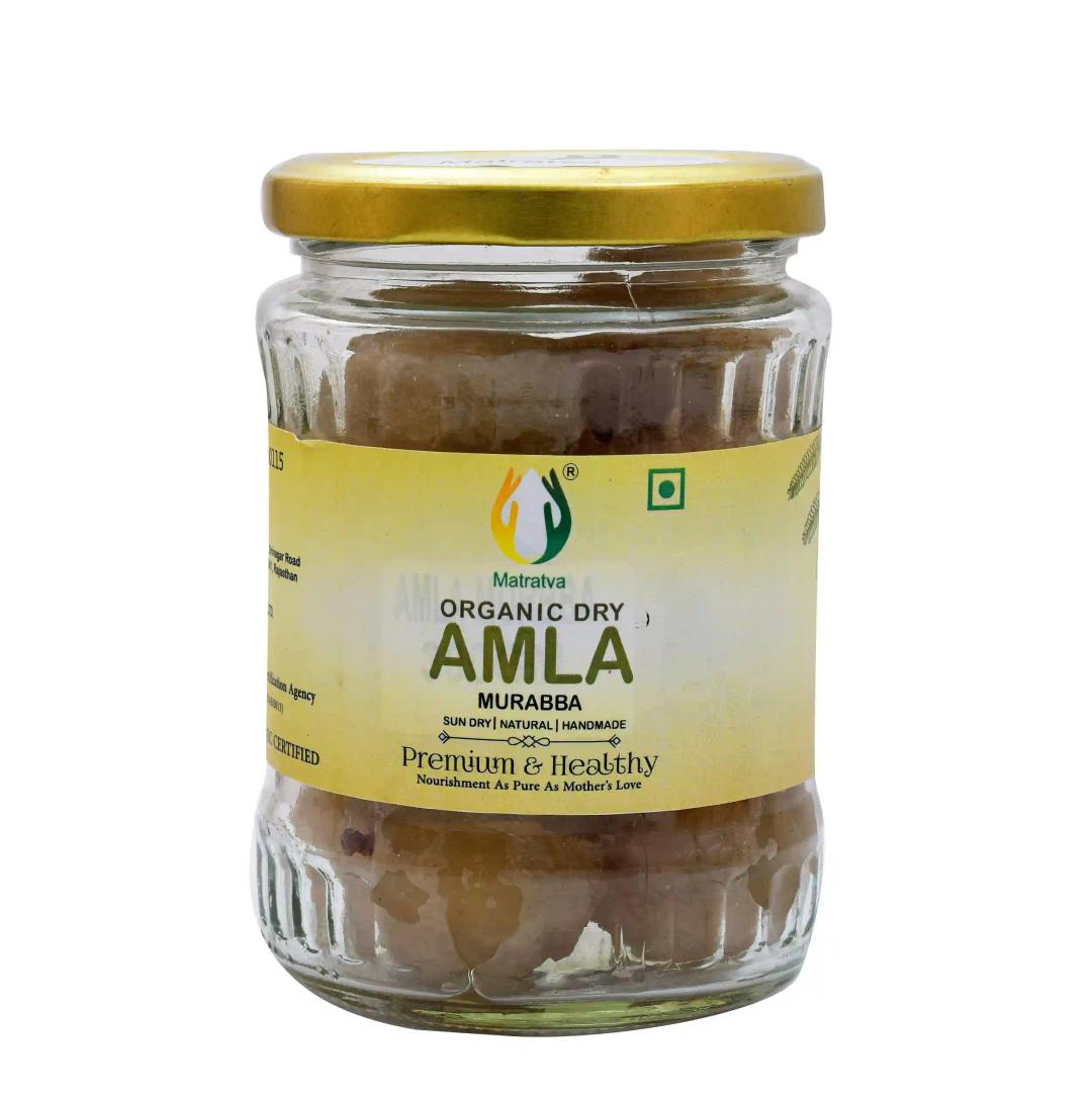 MATRATVA Amla Murabba 300 gm | Organic & Homemade | Natural Immunity Booster | Sun Dried | Fresh, Herbal, Healthy & Organic Avla | Indian Gooseberry | Well Packed Without Syrup | Quality Food