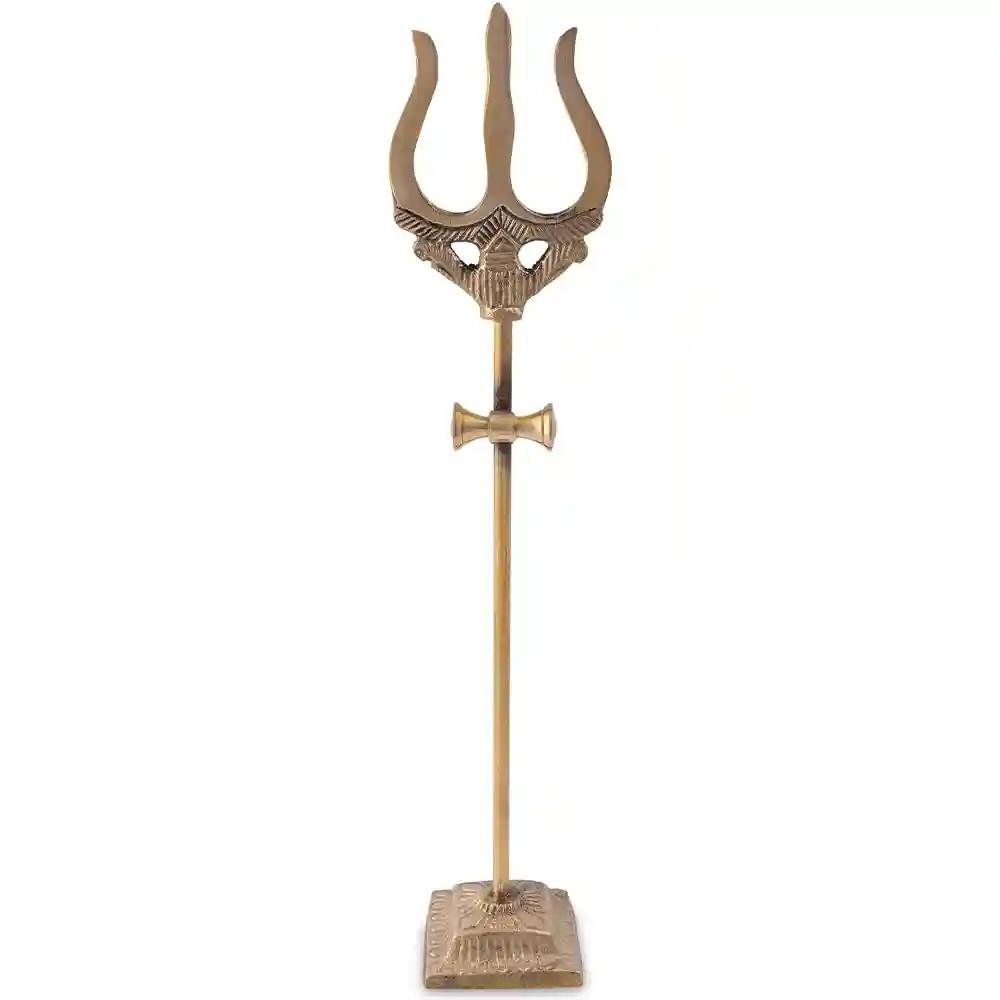 ALODIE - Brass Trishul for Pooja Sacred Trishul Collection Shiv Trishul with Damru - Shiva Worship Trisul for Shiva Discover Divine Tridents for Brass Pooja Items for Pooja Room Spiritual