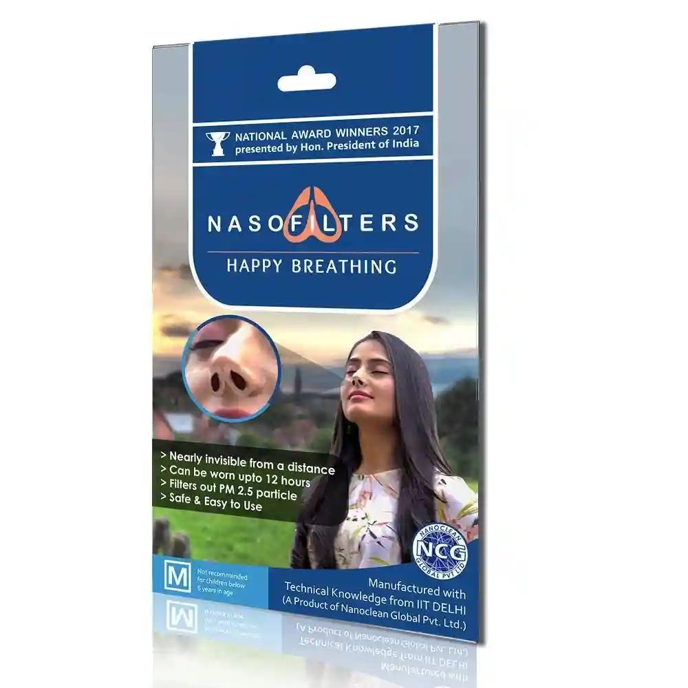 NANOCLEAN Nasofilter with Nanofiber Technology up to 12 Hours Protection from Air Pollution, Dust,Bad Environment (Medium - Pack of 72)