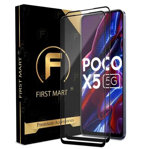 FIRST MART Premium Tempered Glass for Poco X5 5G / Poco X5 Pro/Poco X4 Pro 5G with Edge to Edge Coverage and Easy Installation Kit, Pack of 2