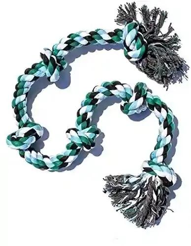 PSK PET MART 6 Knots Cotton Rope Dog Chew Toy For Medium To Adult Dogs 28 Inch Long - Extra Durable (Color May Vary)