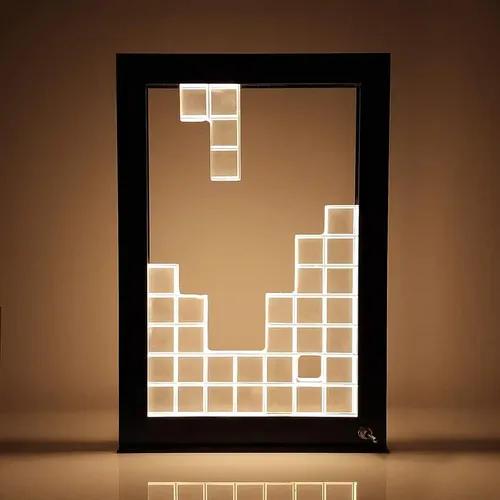 3 Lines Tetris Table Lamp |Warm Yellow Light|Bedside Lamp or Night Lamp, Home Décor Items| Small Size | The Unfinished Tetris Game Lamp