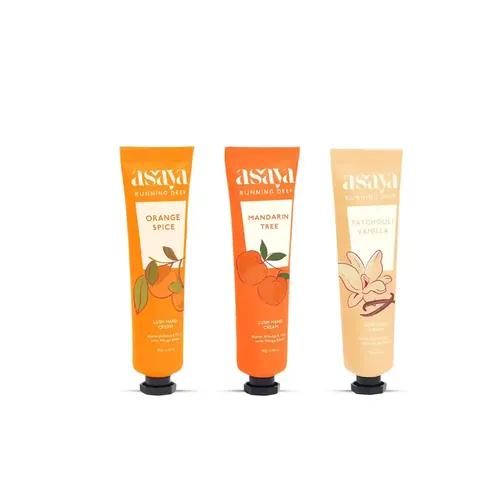 Asaya Pack of 3 Hand Creams for Women & Men | Softens Dry, Rough Hands | Reduces Pigmentation | Alpha Arbutin, Mango Butter & Vit E | All Skin Types | Orange, Mandarin & Vanilla Fragrance