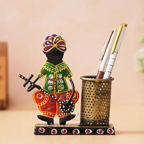 Dartistry Rajasthani Musician Small Pen Holder/Pencial Holder