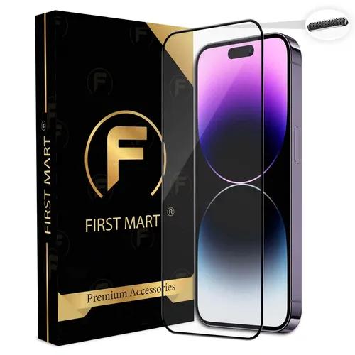 FIRST MART Premium Tempered Glass for iPhone 14 Pro Edge to Edge Screen Coverage and Speaker Mesh Dust Filter, Easy Installation Kit