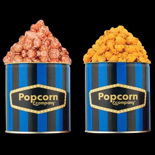 Popcorn & Company Festive Gift Combo Pack of 2 Tins (Crunchy Litchi -130 Gm & Cheesy Sriracha Popcorn - 60 Gm) - 190 Gm