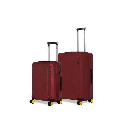 EUME Nomad Cabin 55 Cm And Check-In Large 76 Cm Luggage Trolley Bags For Travel |Polypropylene (Pp) 8 Silentrun Wheels Suitcase - Set Of 2 ( Carmine Red)