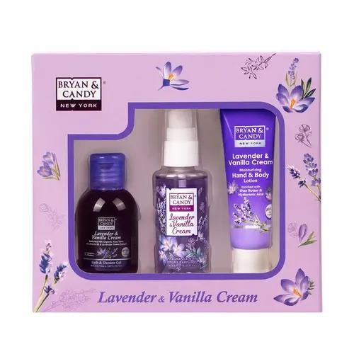 Bryan & Candy Lavender & Vanilla Cream Bath Kit Gift For Women & Men | Shower Gel, Fragrance Mist, Hand & Body Lotion | Vegan, pH 5.5, SLS & Paraben-Free