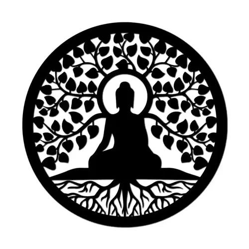 Rave Buddha PVC Plaque Cutout Ready to Stick Home Office Decor Wall |lightweight| 15 * 15 inch| Black