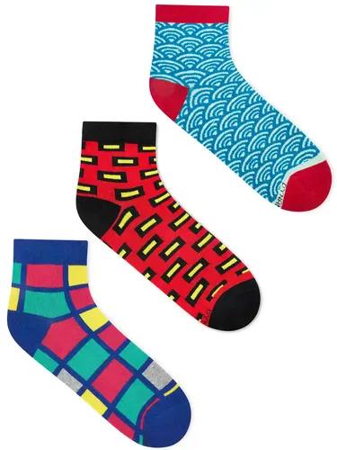 DYNAMOCKS Men's and Women's Combed Cotton Ankle Length Socks (Pack of 3) (Multicolour, Free Size)_Grand_Vivid_Allure