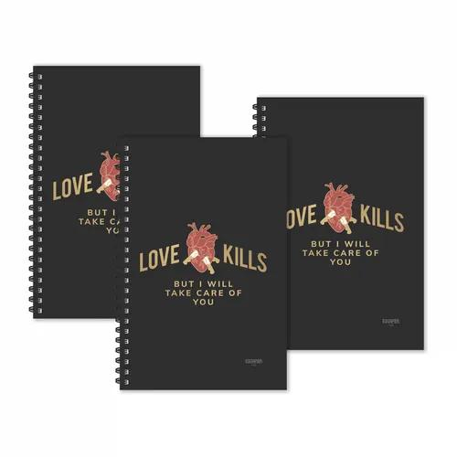 Love Kills Designer Ruled Diaries - Pack Of 3