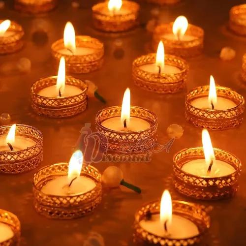 Dartistry Tealight Candle Holder with Candle for Festive Decoration/Decoration Diya/Rangoli Making Tealight Holder with Tealight (24 Pieces)