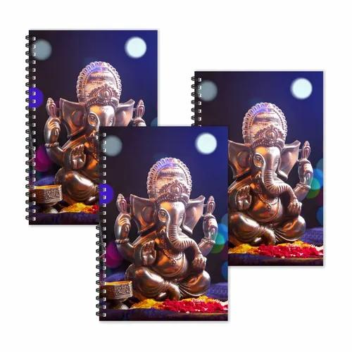 Metal Lord Ganesha Ruled Diaries - Pack Of 3