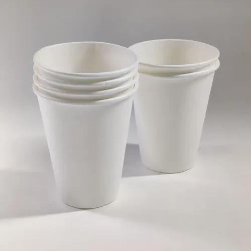 Paricott 125ml Plain White Disposable Party Paper Cups for Hot & Cold Beverages 7Oz