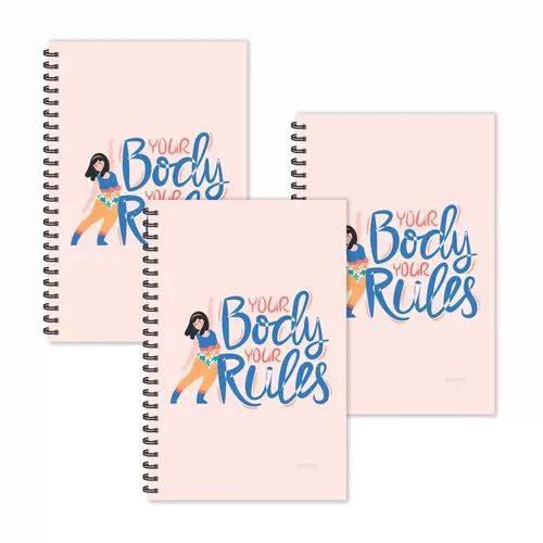 Your Body Your Rules Motivational Quotes Ruled Diaries - Pack Of 3