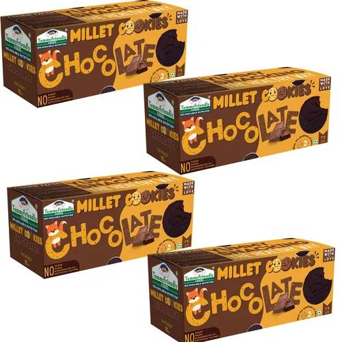 Tummy Friendly Foods Millet Cookies - Chocolate - 4 Packs - 75G Each. Healthy Ragi Biscuits, Snacks For Baby, Kids & Adults