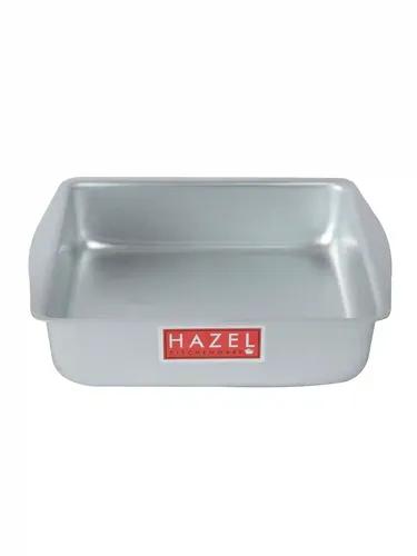 HAZEL Aluminium Square Shape Cake Mould, Silver, Large