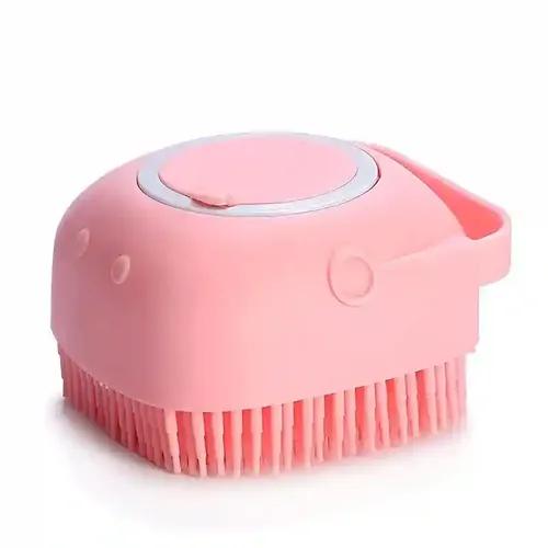 PSK PET MART Dog Bath Brush Body Scrubber Shampoo Dispenser Remover For Shower Bathing and Soft Silicone Brushes For Pet Puppy Dogs Cat Rabbit Horse (Multicolor 1 pcs) (Shampoo Dispenser)