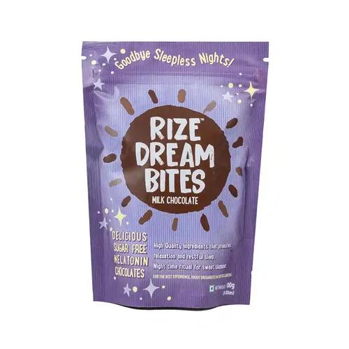 RIZE Dream Bites: Sugar-Free Milk Chocolate for Restful Sleep | Shark Tank India Winner |Natural Melatonin & Non-Habit Forming| Coconut Sugar Sweetened | Preservative-Free | 100g Pack 8 Pcs| Sleep Well, Wake Refreshed