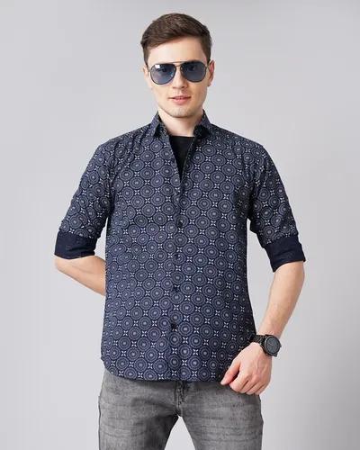 Navy Mandala Print Shirt - S (36)