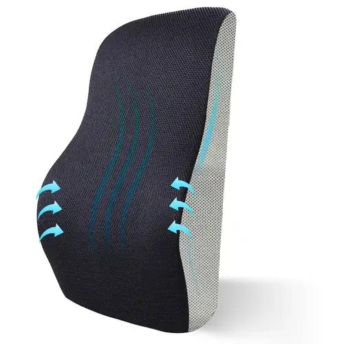 Sleepsia Lumbar Support Memory Foam Orthopedic Back Cushion - Back Rest For Car And Office Chair, Back Pain Relief Spine Alignment Sitting (Black/Grey)