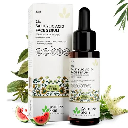 AVIMEE HERBAL 2% Salicylic Acid Face Serum For Acne, Blackheads & Open Pores | Reduces Excess Oil & Bumpy Texture | For Acne Prone or Oily Skin | 25 mL