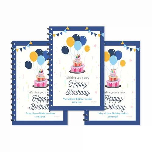 Happy Birthday Designer Ruled Diaries - Pack Of 3