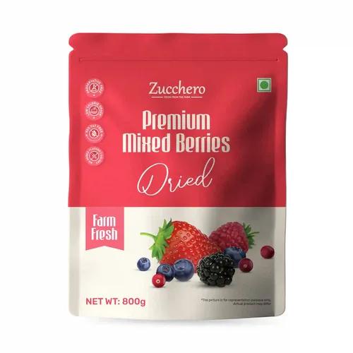 Zucchero Premium Mixed Berries, Unsalted, 800G (Mega Saver Pack) (Blueberry, Cranberry, Black Currant, Strawberry, Cherry), Previously_Frozen