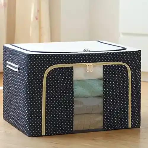 Foldable Cloth Storage Bag - Navy Blue