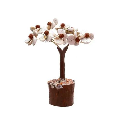 Pujahome Rudraksha and Original Gomti Chakra Tree with Rudraksha Beads and Gomati Chakra, Multicolour, Tree