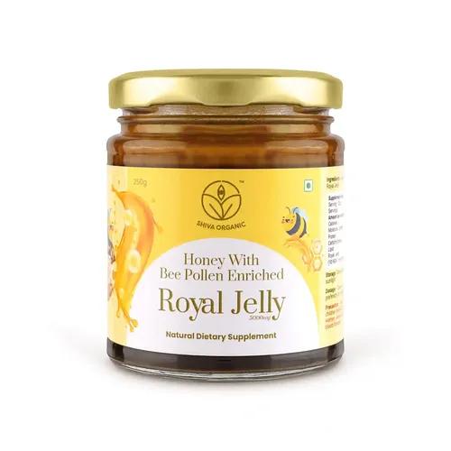 Shiva Organic Honey With Bee pollen Enriched Royal Jelly 5000mg Natural Dietary Supplement (250 g)