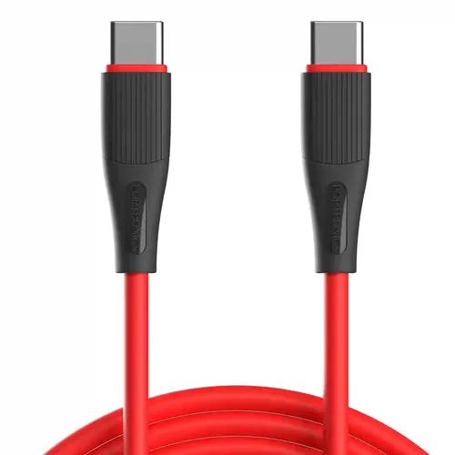 Portronics Silklink 60W PD Type-C to Type C Fast charging Cable for Type C Smartphone and Devices,Premium Silicon Cable, 1M(Red)