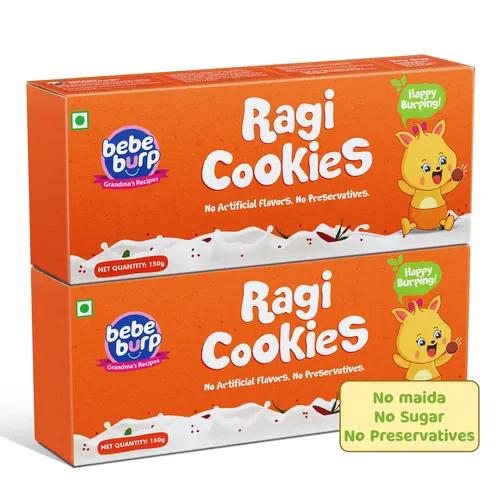 BE'BE' BURP Ragi Cookies Combo Pack Of 2 -Tasty & Healthy Cookies for Childrens|No Artificial Preservatives & Flavours|Natural Sweetness Of Jaggery Biscuits(150Grams Each)