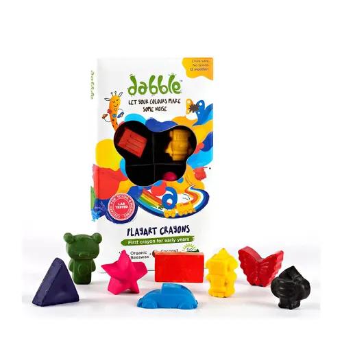 Dabble Organic Beeswax Crayons | Non Toxic Crayons for Children | Natural 8 Fun Shaped Crayons | Gift for 2 years + | Made in India | for PreSchool | art and craft activity | For ages 2.5+ Years