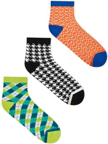 DYNAMOCKS Men's and Women's Combed Cotton Ankle Length Socks (Pack of 3) (Multicolour, Free Size)_DandyNeon_Tangy_Houndstooth