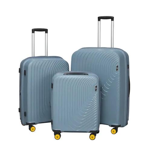 EUME Wanderer Cabin 55 Cm, Check-In Medium 65 Cm And Check-In Large 76 Cm Luggage Trolley Bags For Travel |Polypropylene (Pp) 8 Silentrun Wheels Suitcase - Set Of 3 ( Ice Blue)