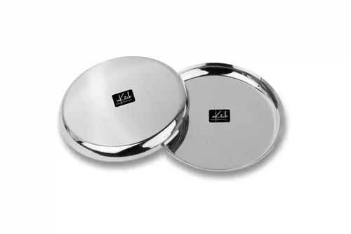 InKitch Stainless Steel Apple Shape Heavy Gauge Dinner Plates with Mirror Finish/Steel Plates/Stylish Dinnerware/Durable Kitchenware/23cm Dia - Set of 2pc