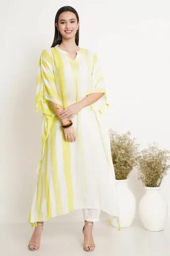 Lime Green Pole Tie Dye Kaftan - X-Small