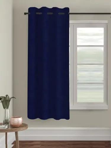 TRANCE HOME LINEN Solid Plain Curtains Door and Windows 8 Feet |100% Cotton 60-65% Room Darkening Door Curtains | Parda Living Room Bedroom | Eyelet Ring Window Parde (8Ft, Navy Blue) - Set 1