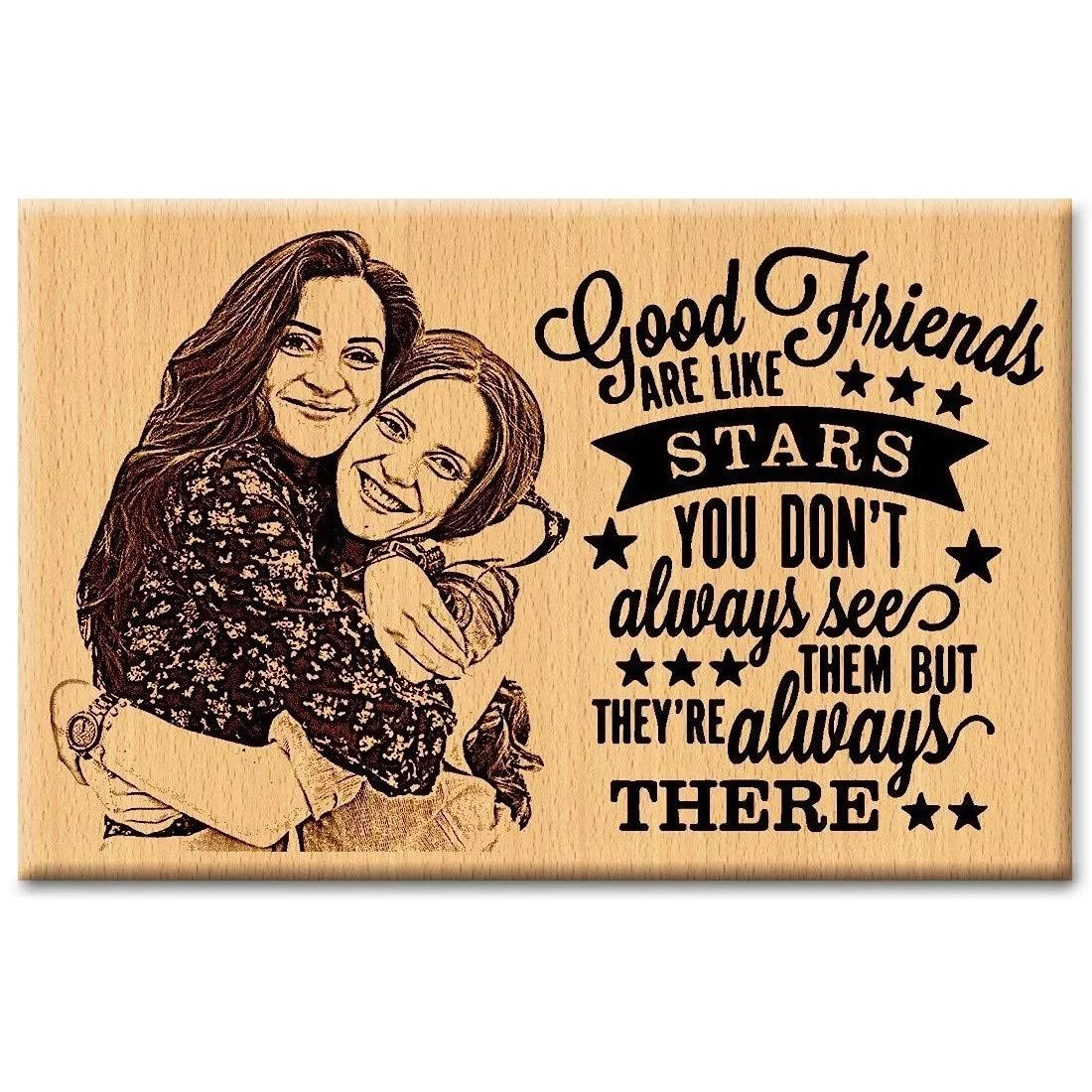 Personalized Photo Plaque Friendship Gift for Best Friend Wood - 6x4 Inches